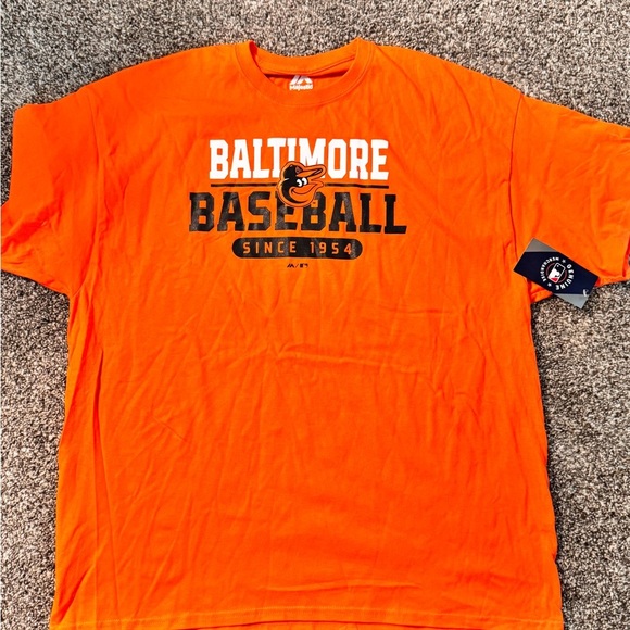 Majestic Men’s NWT Baltimore Baseball Graphic Tee - Orange Sz 2XL - Picture 1 of 5